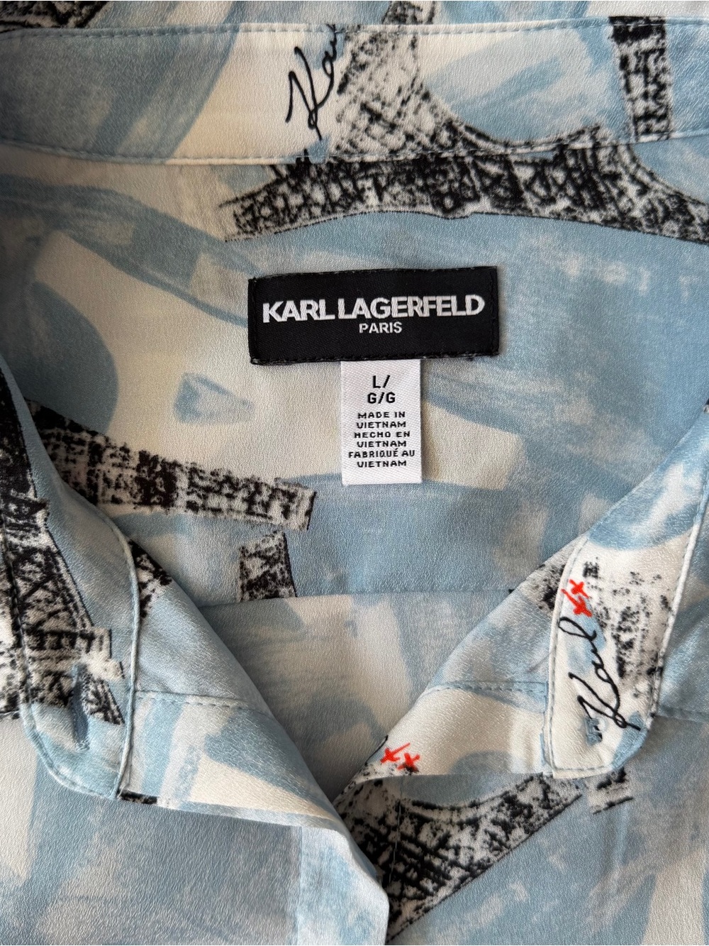 Karl Lagerfeld L Eiffel Tower Print Button-Up Shirt - Picture 3 of 11